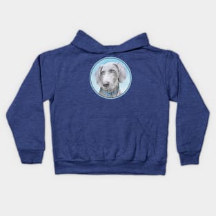 Weimaraner Painting - Cute Original Dog Art Kids Hoodie